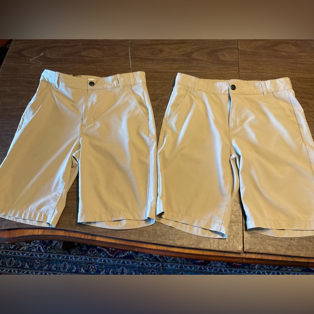 2 pair old navy boys size 10 khaki shorts athletic material EUC